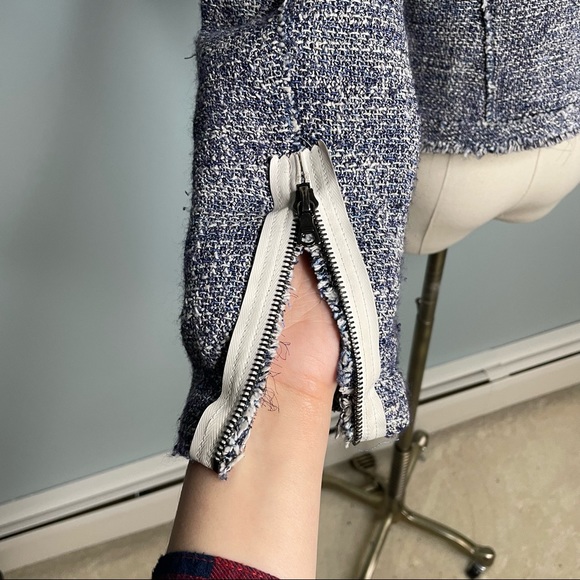 Elie Tahari Blue Tweed Blazer Jacket - Picture 6 of 8